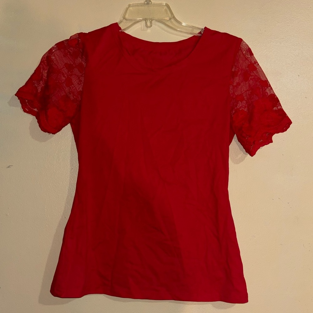Red Shirt with Mesh Sleeves